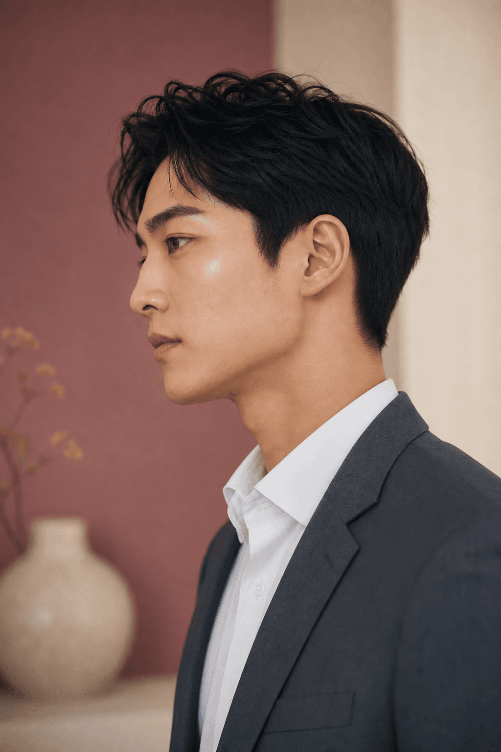 清潔感のある30代男性の横顔ポートレート