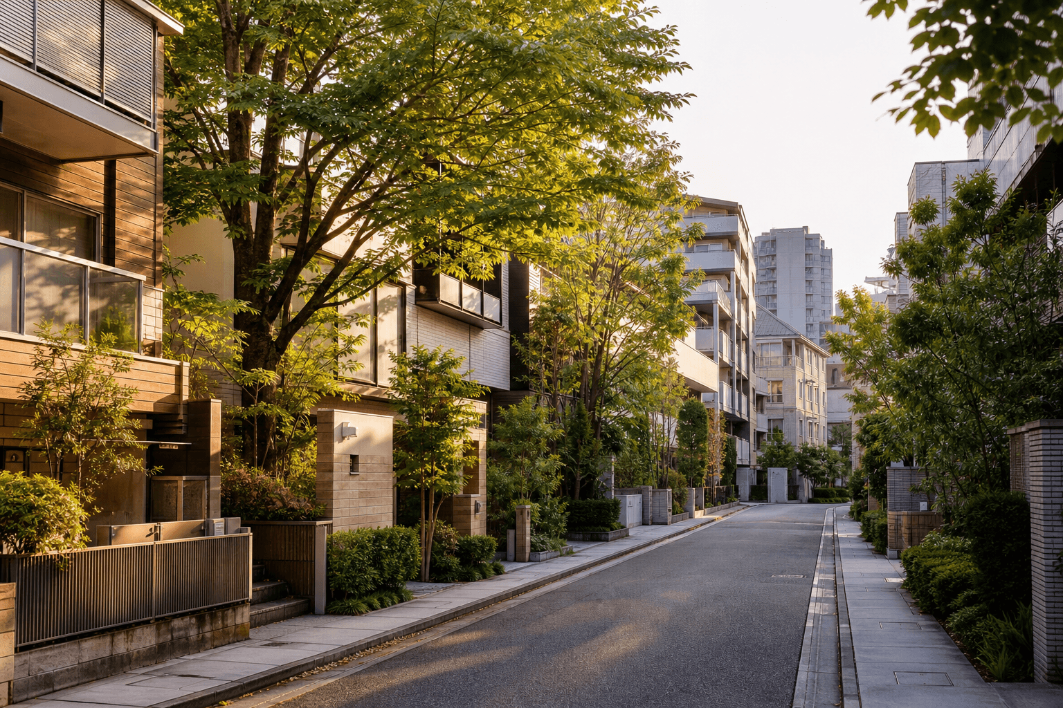 横浜の落ち着いた住宅街の街並み